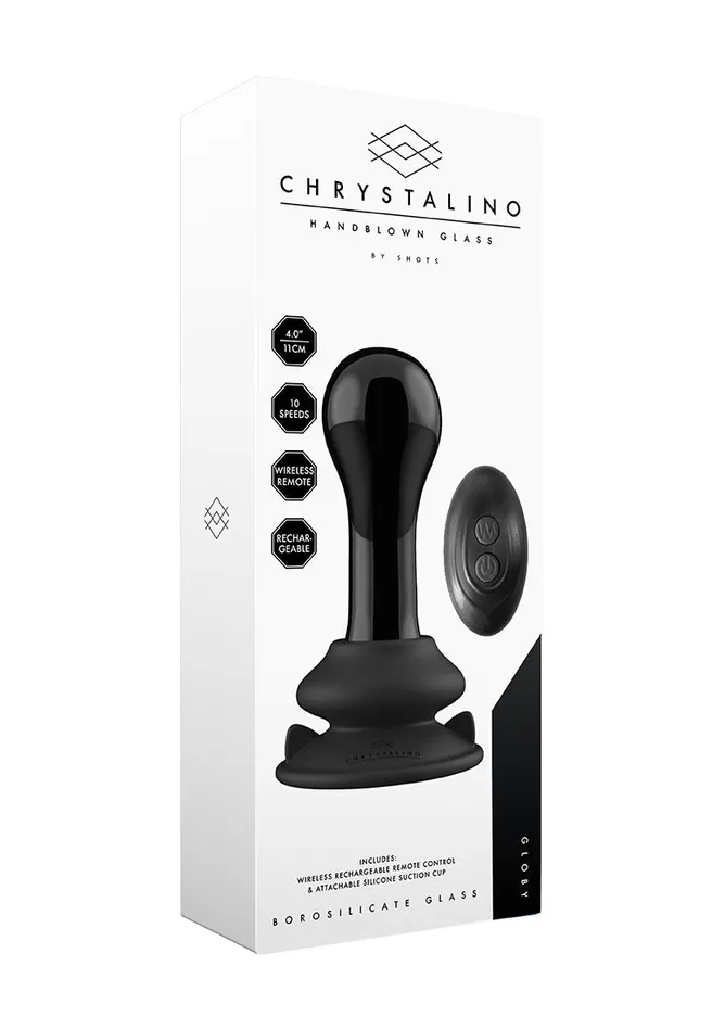 Shots America Female Sex Toys Globy Glass Vibrator With Suction Cup And Remote Rechargeable 10 Speed