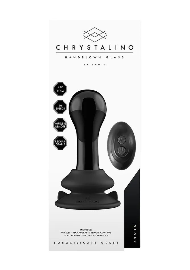 Shots America Female Sex Toys Globy Glass Vibrator With Suction Cup And Remote Rechargeable 10 Speed