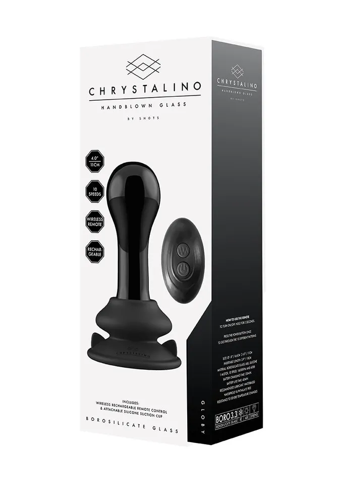 Shots America Female Sex Toys Globy Glass Vibrator With Suction Cup And Remote Rechargeable 10 Speed