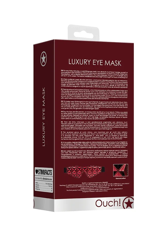 Shots America Vibrators Luxury Eye Mask Burgundy