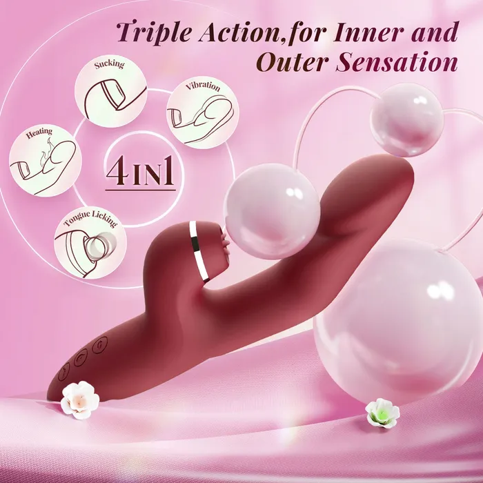 Sohimi Female Sex Toys GANJ 3 in 1 Stimulation Rabbit Vibrator with Heating