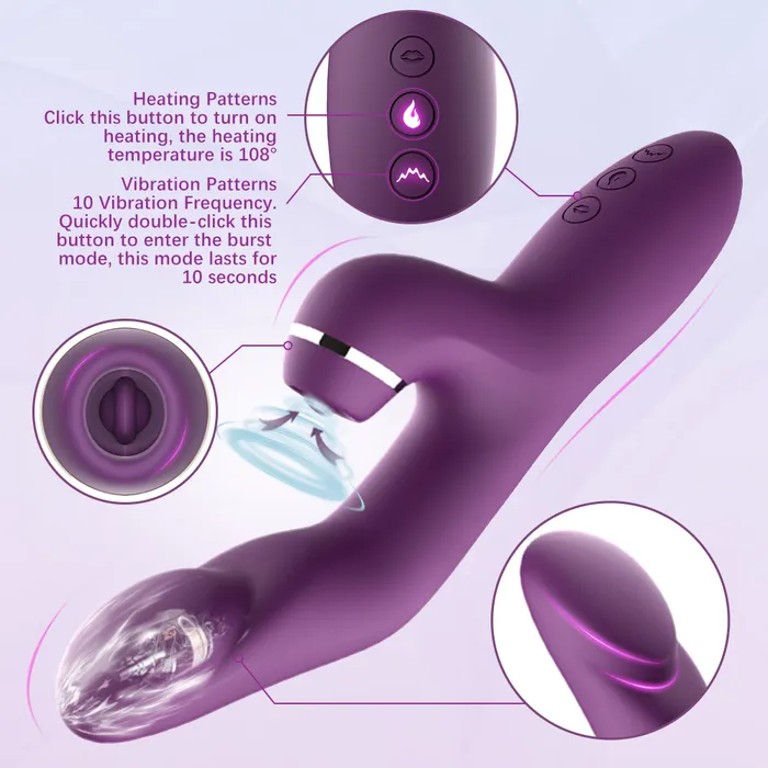 Sohimi Female Sex Toys GANJ 3 in 1 Stimulation Rabbit Vibrator with Heating