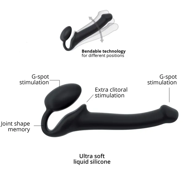 Strap On Me Female Sex Toys STRAPONME Silicone Bendable StrapOn Size S Black
