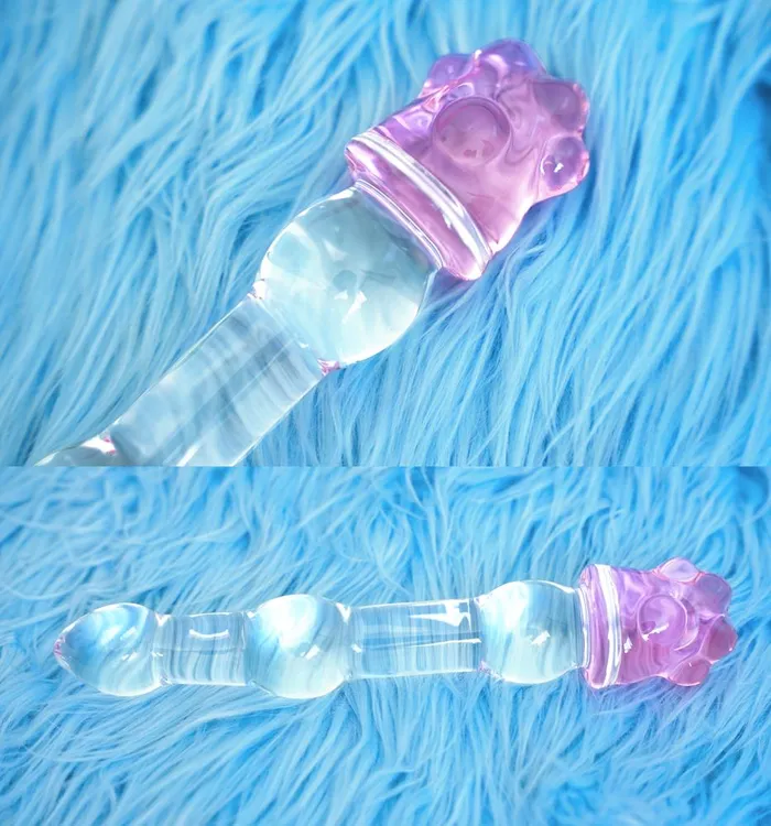 The Kinky Peach Dildos Cat Paw Glass Dildo