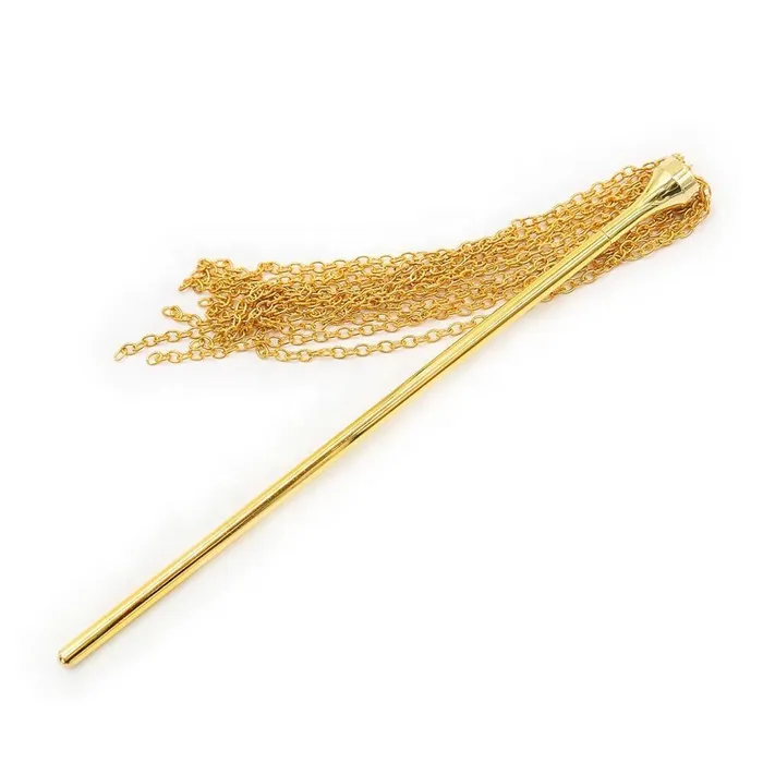 The Kinky Peach Female Sex Toys Gold Teaser Set with Feather Tickler and Chain Flogger