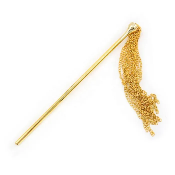 The Kinky Peach Female Sex Toys Gold Teaser Set with Feather Tickler and Chain Flogger