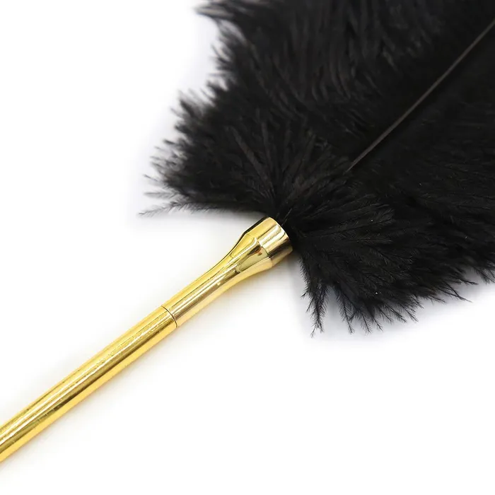 The Kinky Peach Female Sex Toys Gold Teaser Set with Feather Tickler and Chain Flogger