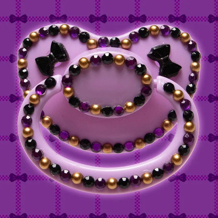 The Pastel Playground Purple Gold and Black Bow Adult Pacifier Vibrators