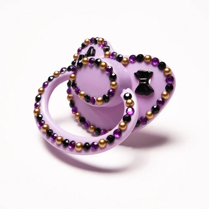 The Pastel Playground Purple Gold and Black Bow Adult Pacifier Vibrators