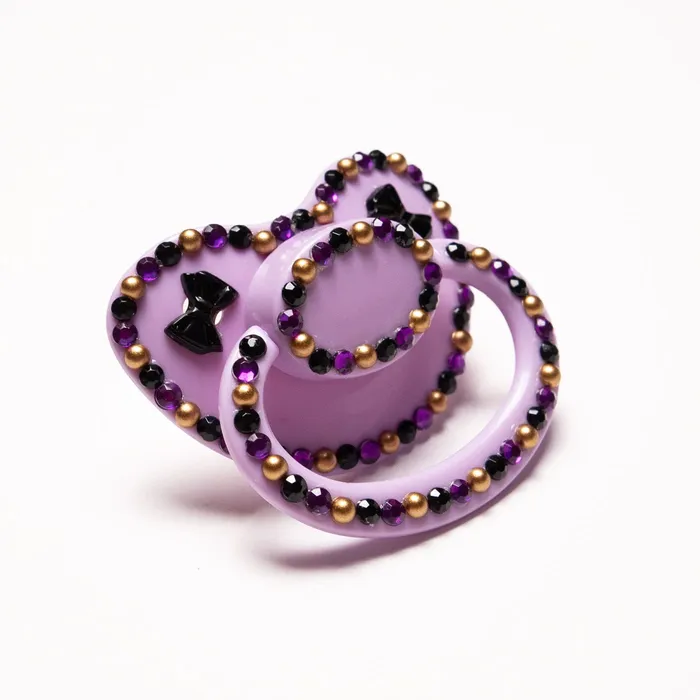 The Pastel Playground Purple Gold and Black Bow Adult Pacifier Vibrators