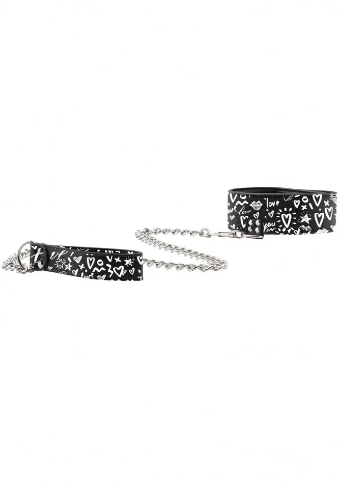 Vibrators Shots America Collar With Leash Love Street Art Fasion Black