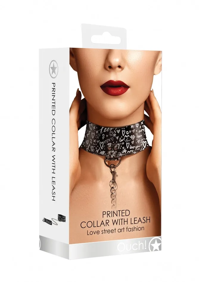 Vibrators Shots America Collar With Leash Love Street Art Fasion Black