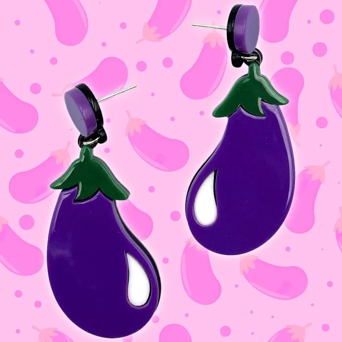 Vibrators The Kinky Peach Eggplant Earrings