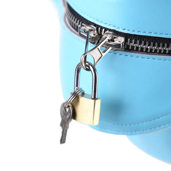 X Rated Head Harness w Muzzle Baby Blue The Kinky Peach Vibrators