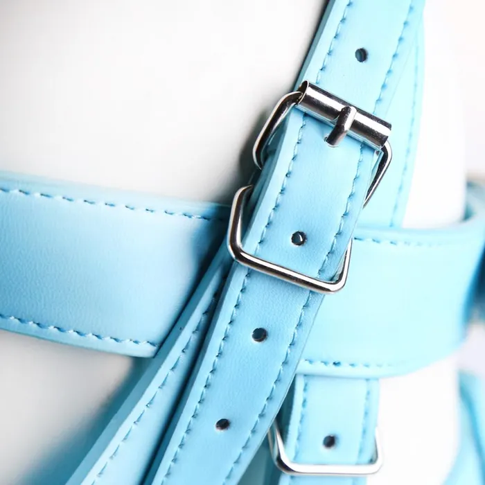 X Rated Head Harness w Muzzle Baby Blue The Kinky Peach Vibrators