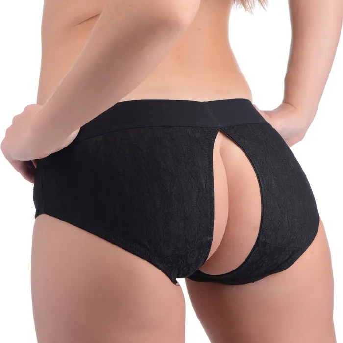 XR Brands Female Sex Toys Lace Envy Black Crotchless Panty Harness