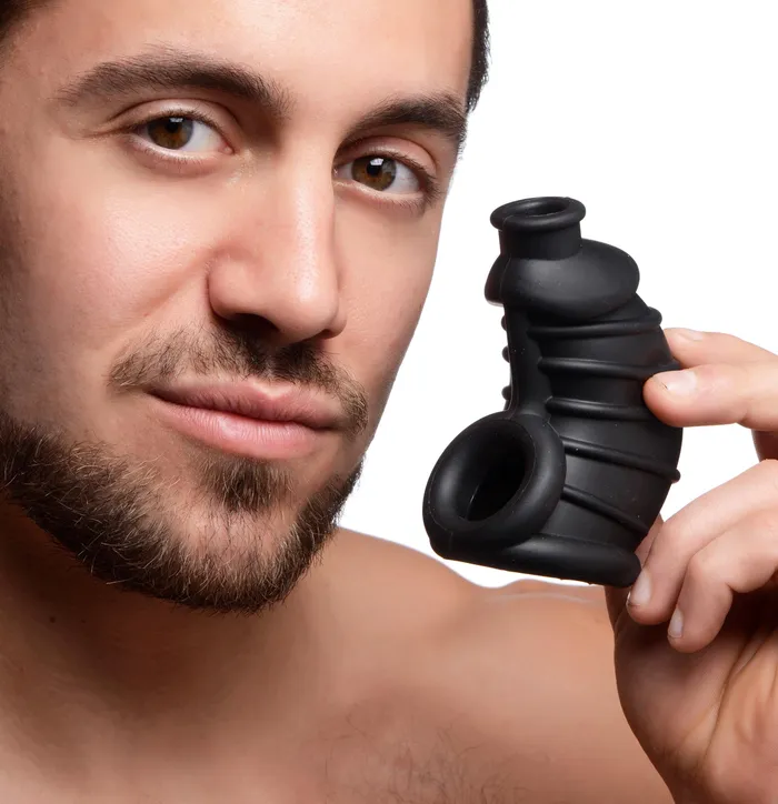 XR Brands Male Sex Toys Dark Chamber Silicone Chastity Cage